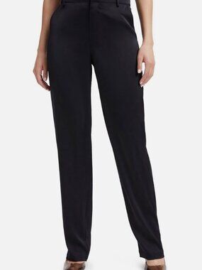 Good American Women's Black High Rise Satin Trouser Pants Size 2